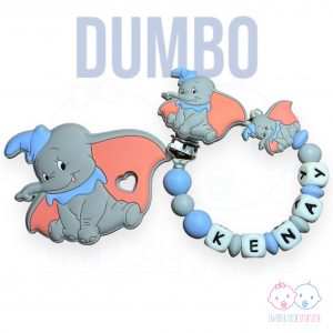 Chupetero con mordedor Dumbo Azul
