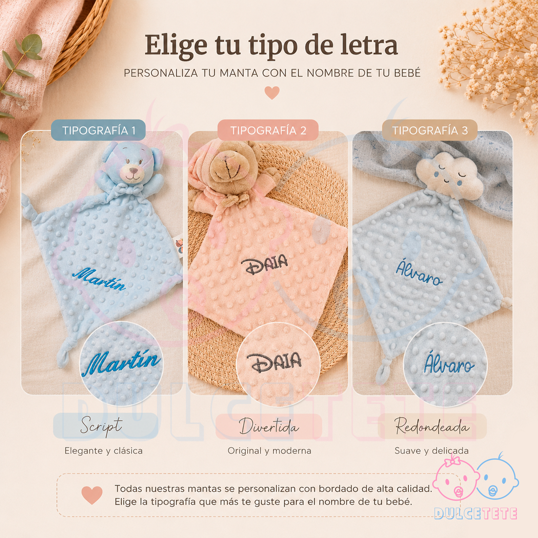 Manta y Dou Dou Personalizado Amarillo - Imagen 2