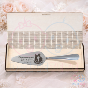 Pala de Tarta de Boda Personalizada con Caja