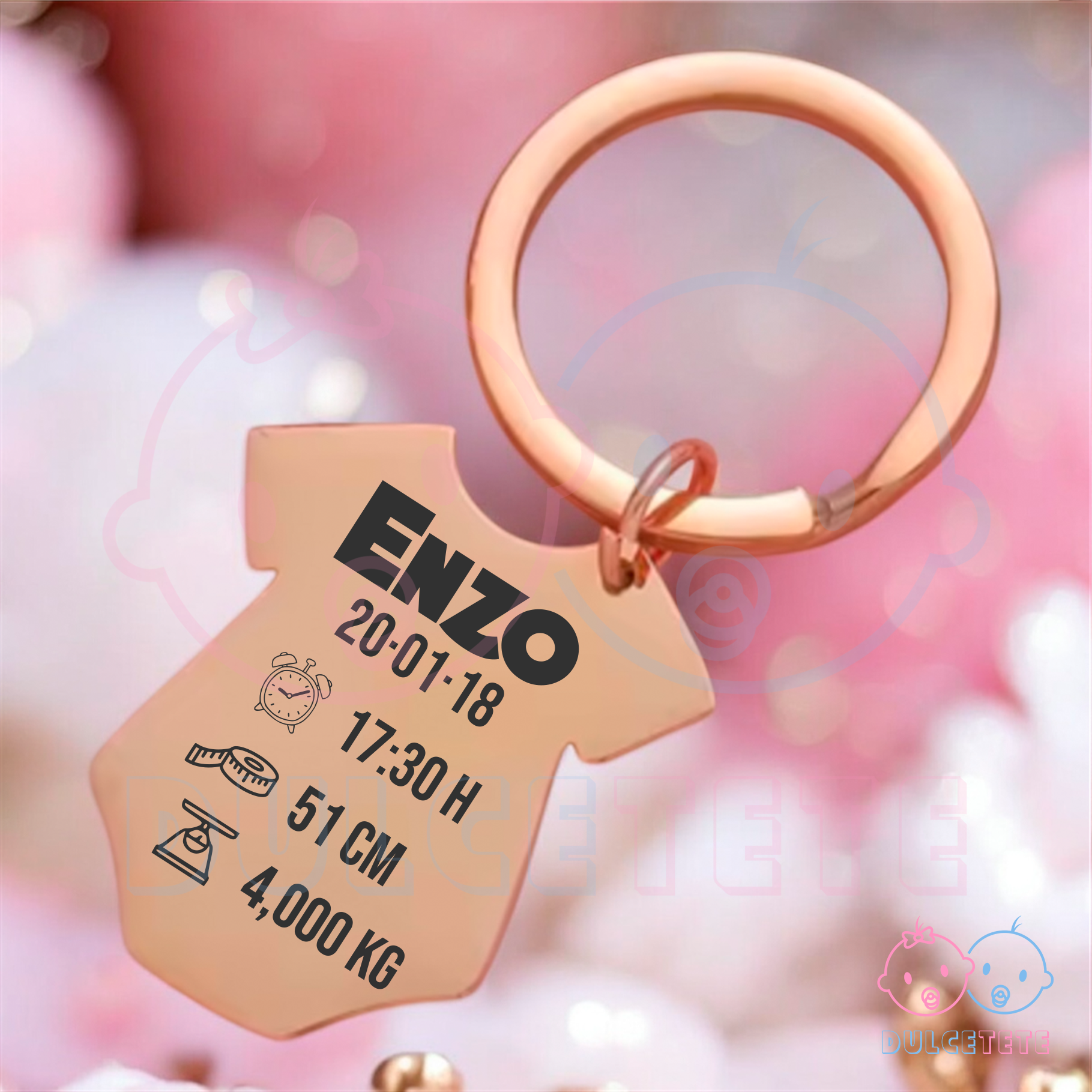 Llavero Body Natalicio Oro Rosa